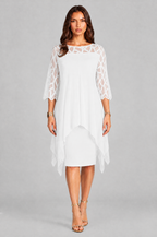 Layered Overlay Dress with Mesh Sleeves Audrey Calvero
