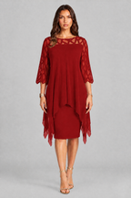 Layered Overlay Dress with Mesh Sleeves Audrey Calvero