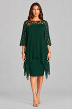 Layered Overlay Dress with Mesh Sleeves Audrey Calvero