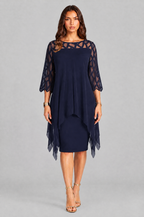 Layered Overlay Dress with Mesh Sleeves Audrey Calvero