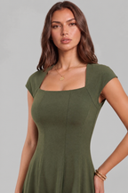 Square Neck A Line Midi Dress Audrey Calvero
