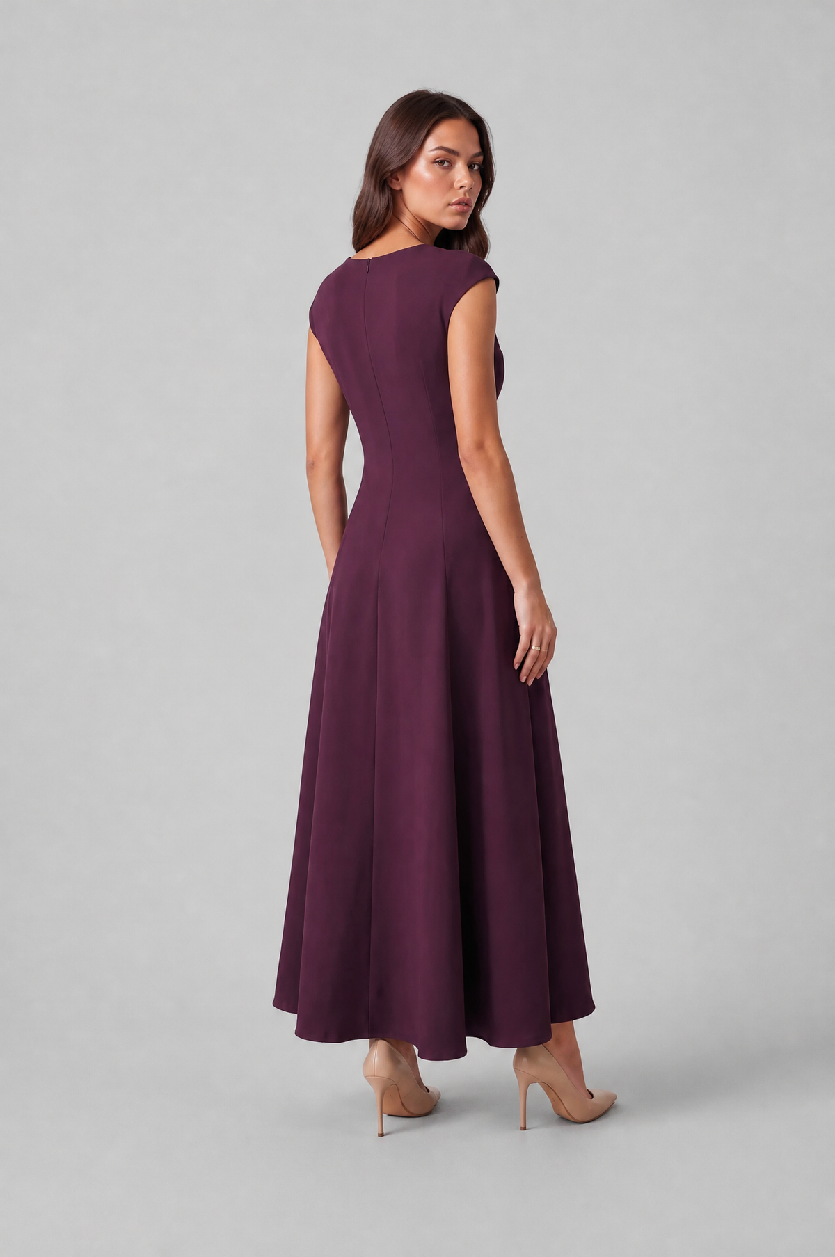 Square Neck A Line Midi Dress Audrey Calvero