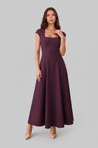 Square Neck A Line Midi Dress Audrey Calvero