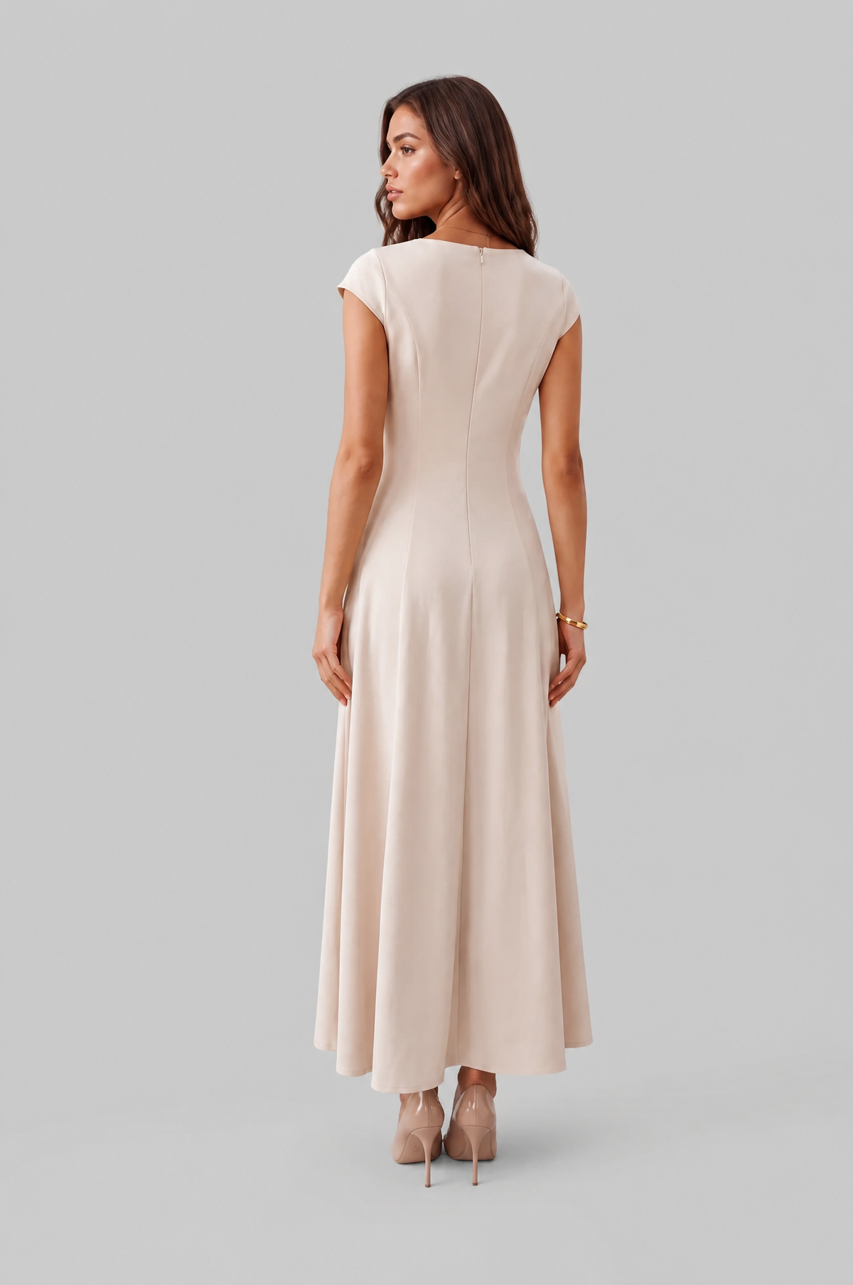 Square Neck A Line Midi Dress Audrey Calvero