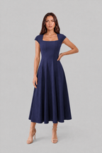 Square Neck A Line Midi Dress Audrey Calvero