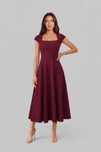Square Neck A Line Midi Dress Audrey Calvero