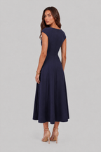 Square Neck A Line Midi Dress Audrey Calvero