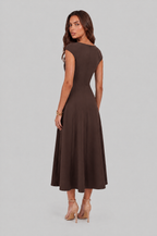 Square Neck A Line Midi Dress Audrey Calvero