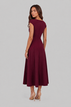 Square Neck A Line Midi Dress Audrey Calvero