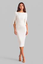 Pencil Midi Dress with Pearl Sleeves Audrey Calvero