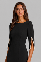 Pencil Midi Dress with Pearl Sleeves Audrey Calvero