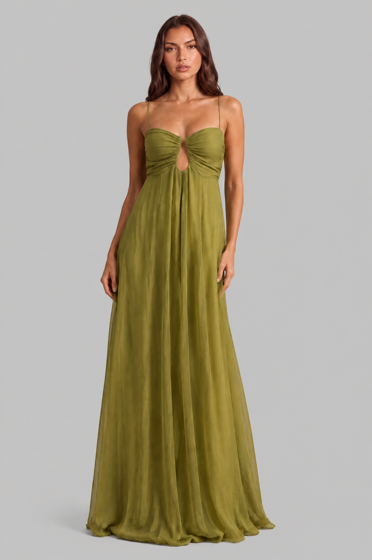 Chiffon Maxi Dress with Keyhole Cut Out Audrey Calvero