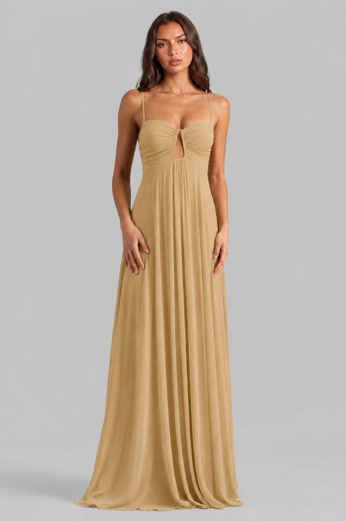 Chiffon Maxi Dress with Keyhole Cut Out Audrey Calvero