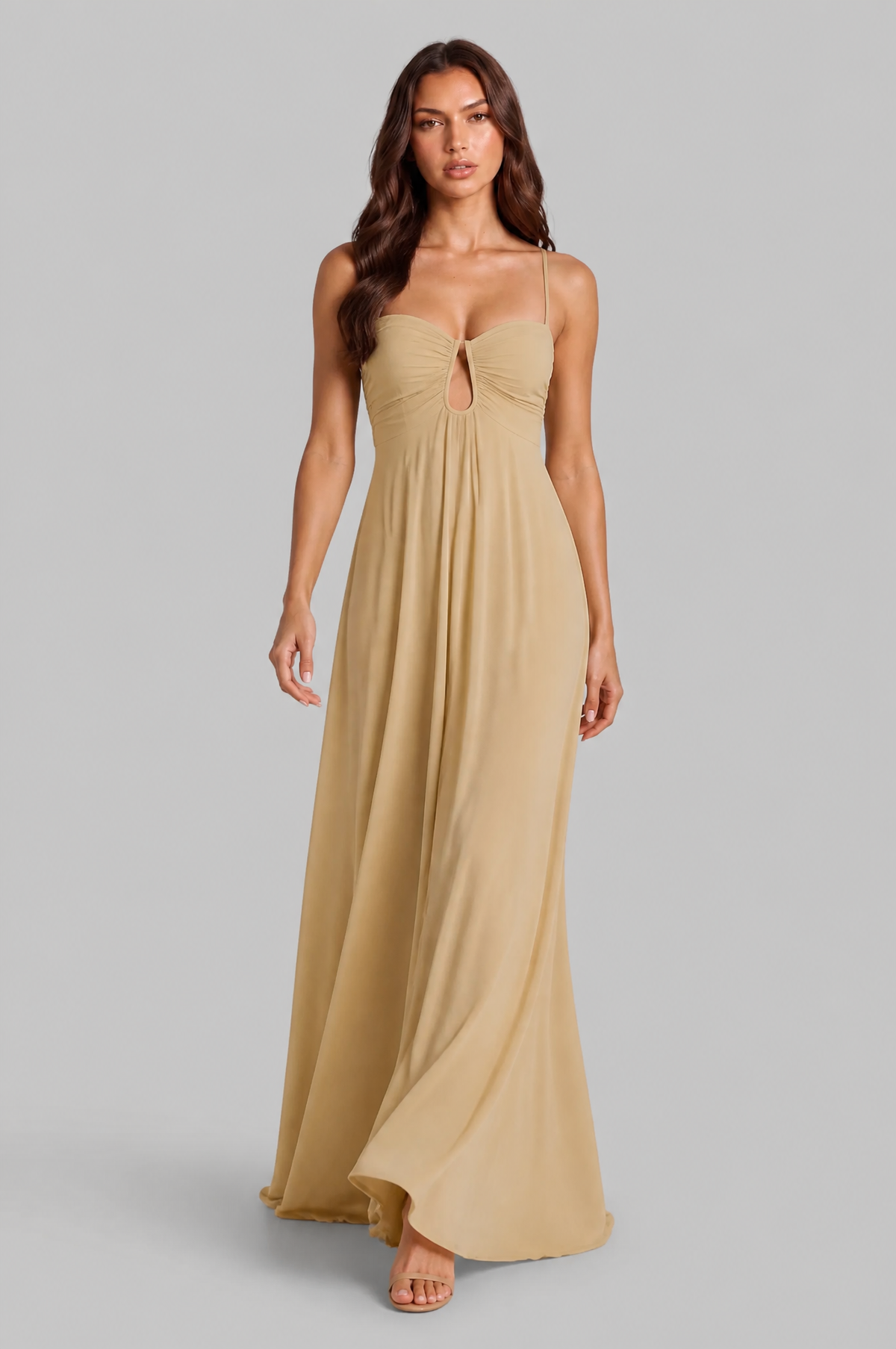 Chiffon Maxi Dress with Keyhole Cut Out Audrey Calvero