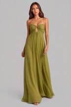 Chiffon Maxi Dress with Keyhole Cut Out Audrey Calvero