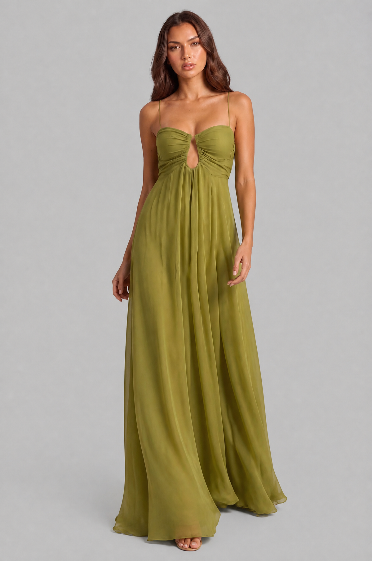 Chiffon Maxi Dress with Keyhole Cut Out Audrey Calvero