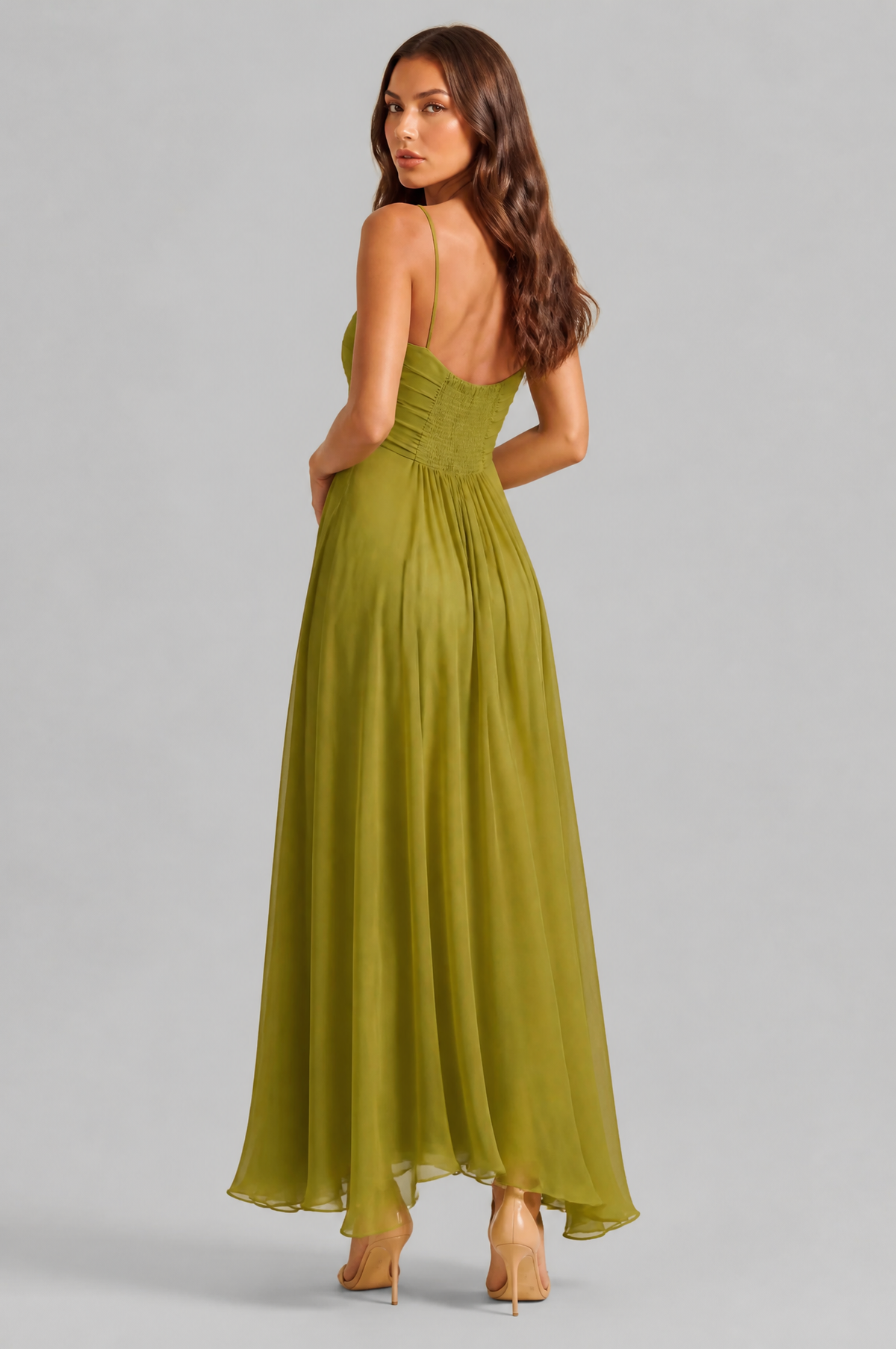 Chiffon Maxi Dress with Keyhole Cut Out Audrey Calvero