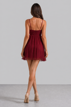 Chiffon Mini Dress with Ruffle Hem Noor Laurent