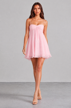 Chiffon Mini Dress with Ruffle Hem Noor Laurent