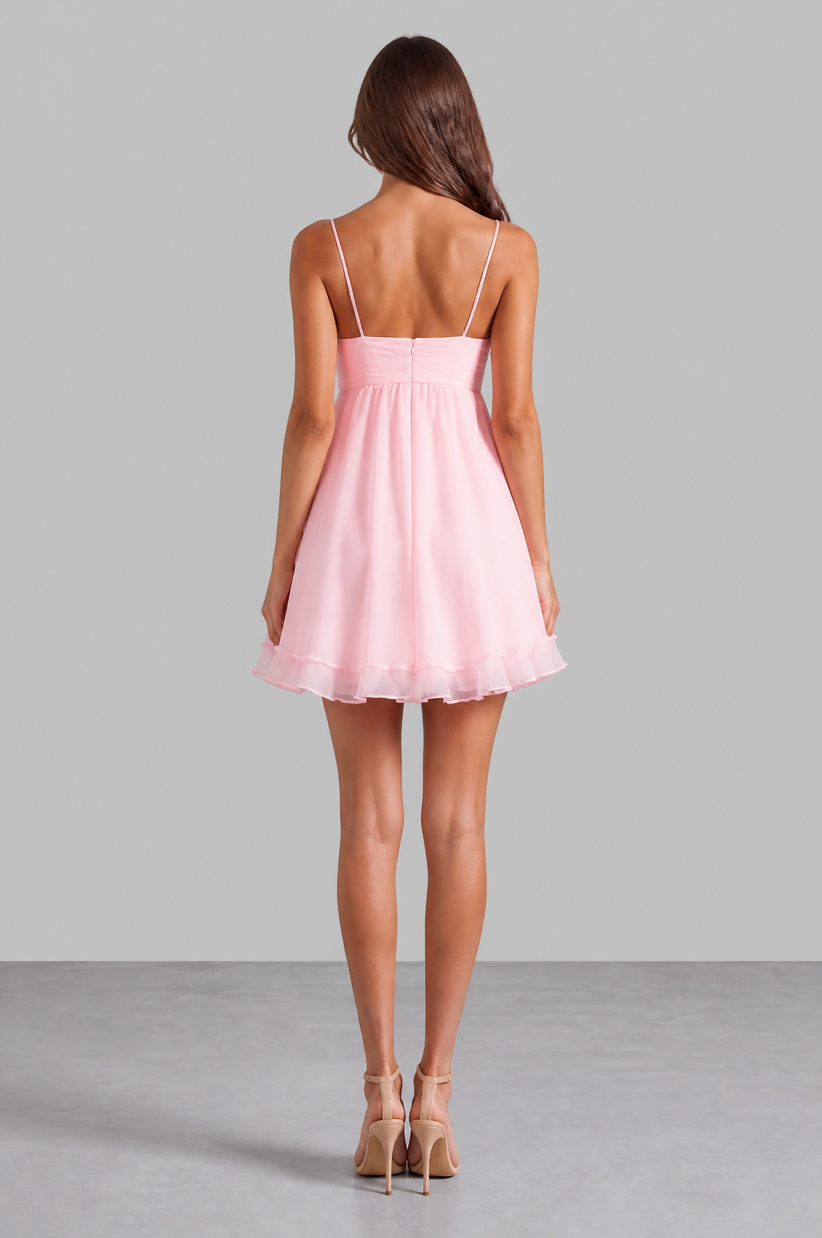 Chiffon Mini Dress with Ruffle Hem Noor Laurent