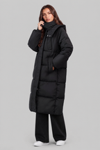 Long Hooded Puffer Coat with Pockets Audrey Calvero