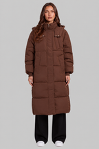Long Hooded Puffer Coat with Pockets Audrey Calvero