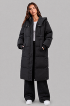 Long Hooded Puffer Coat with Pockets Audrey Calvero