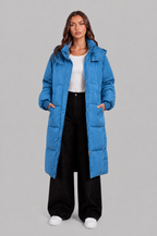 Long Hooded Puffer Coat with Pockets Audrey Calvero