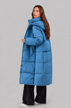 Long Hooded Puffer Coat with Pockets Audrey Calvero