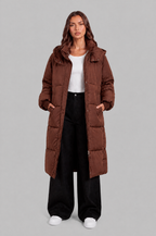 Long Hooded Puffer Coat with Pockets Audrey Calvero