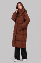 Long Hooded Puffer Coat with Pockets Audrey Calvero