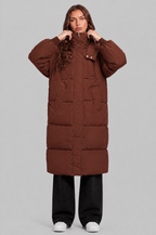 Long Hooded Puffer Coat with Pockets Audrey Calvero