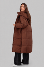 Long Hooded Puffer Coat with Pockets Audrey Calvero
