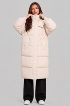 Long Hooded Puffer Coat with Pockets Audrey Calvero
