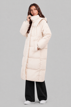 Long Hooded Puffer Coat with Pockets Audrey Calvero