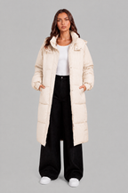 Long Hooded Puffer Coat with Pockets Audrey Calvero