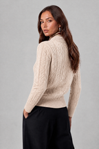 Cable Knit Jumper with Button Neck Audrey Calvero